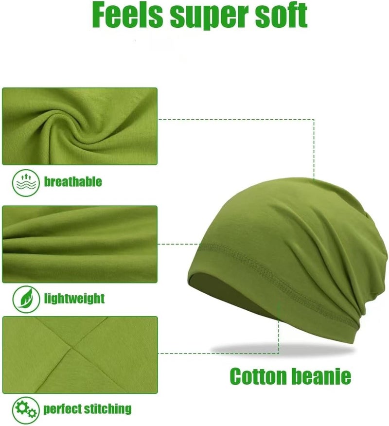 SRLLBBY Lightweight Cotton Beanie, Breathable Thin Sleep Hats, Skull Caps for Running Cycling Hiking Fishing - Image 3